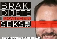 Komičar Marko Dejanović u stand up komediji BRAK, DIJETE I POVREMENI SEKS u Domu kulture