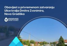 VZS: Obavijest o privremenom zatvaranju Ulice kralja Dmitra Zvonimira, Nova Gradiška