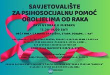 Podsjetnik: Udruga Pozitiva svakog prvog utorka održava Savjetovalište za psihosocijalnu pomoć oboljelima od raka