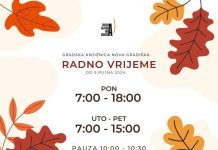 Gradska knjižnica Nova Gradiška od danas radi po novom radnom vremenu