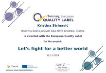 ETwinning projekt OŠ Ljudevita Gaja dobio europsku oznaku kvalitete