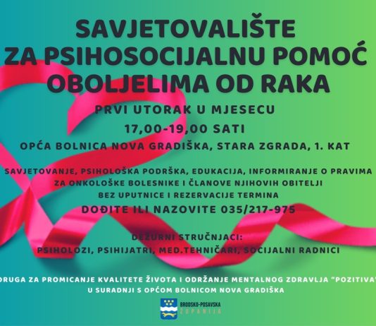 Podsjetnik: Udruga Pozitiva svakog prvog utorka održava Savjetovalište za psihosocijalnu pomoć oboljelima od raka