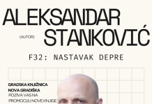 Gradska knjižnica Nova Gradiška poziva na predstavljanje knjige Aleksandra Stankovića “F32”