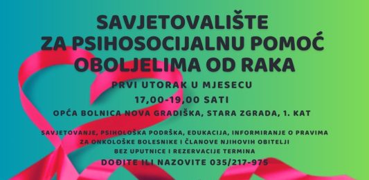 Udruga „POZITIVA“ i u novoj godini nastavlja sa svojim Savjetovalištem za psihosocijalnu pomoć oboljelima od raka