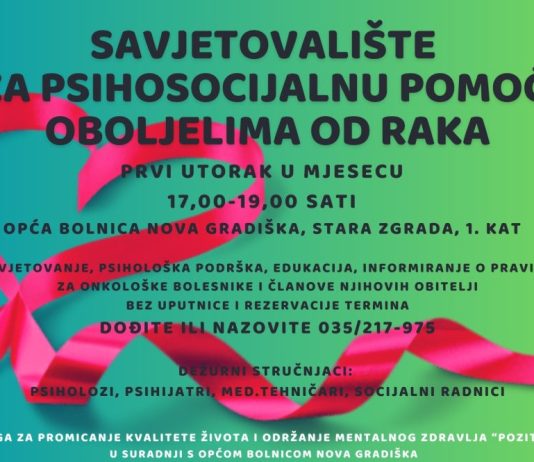 Udruga „POZITIVA“ i u novoj godini nastavlja sa svojim Savjetovalištem za psihosocijalnu pomoć oboljelima od raka